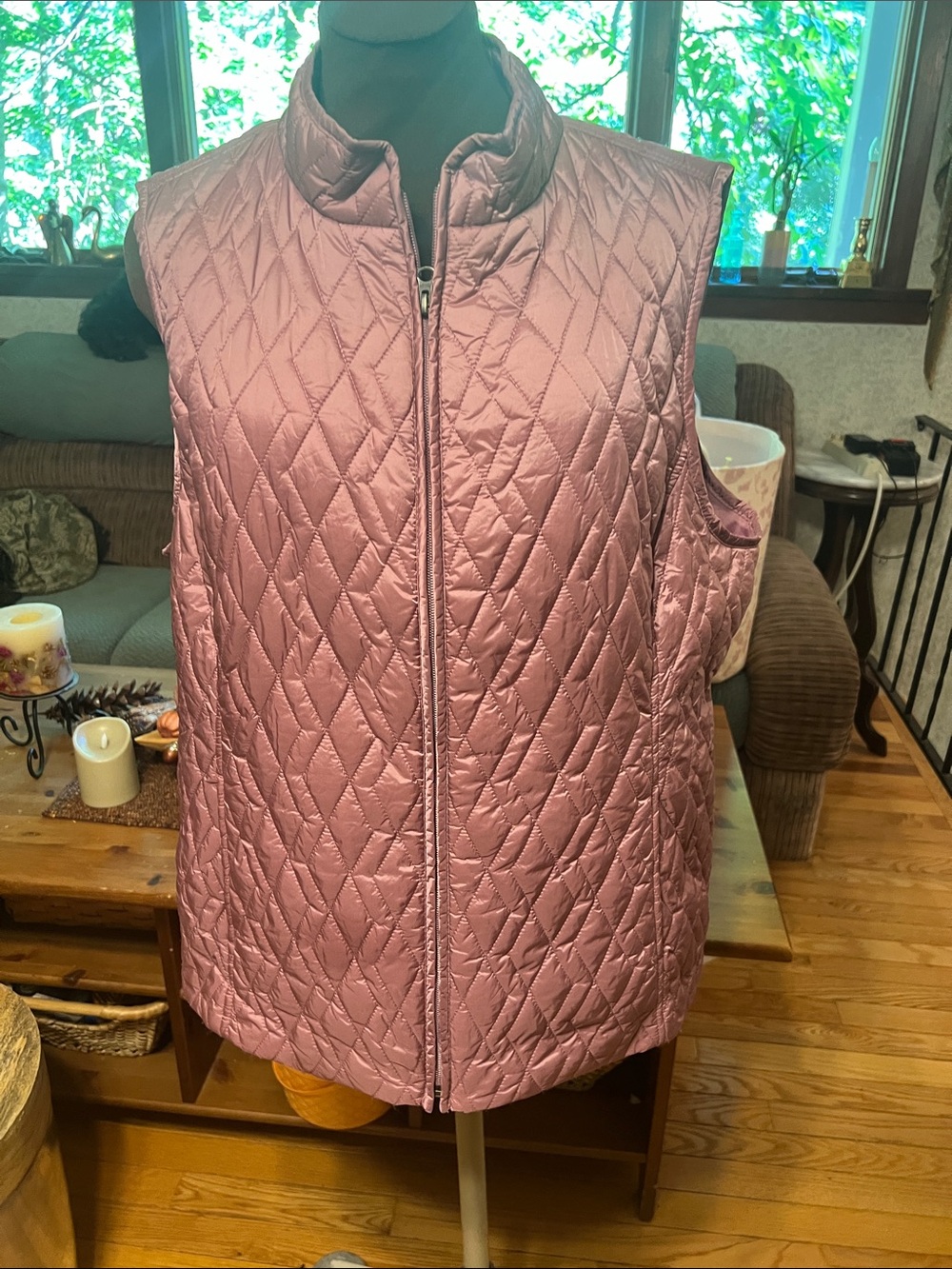 croft & barrow Quilted Sleeveless Vest in Rose Pink
